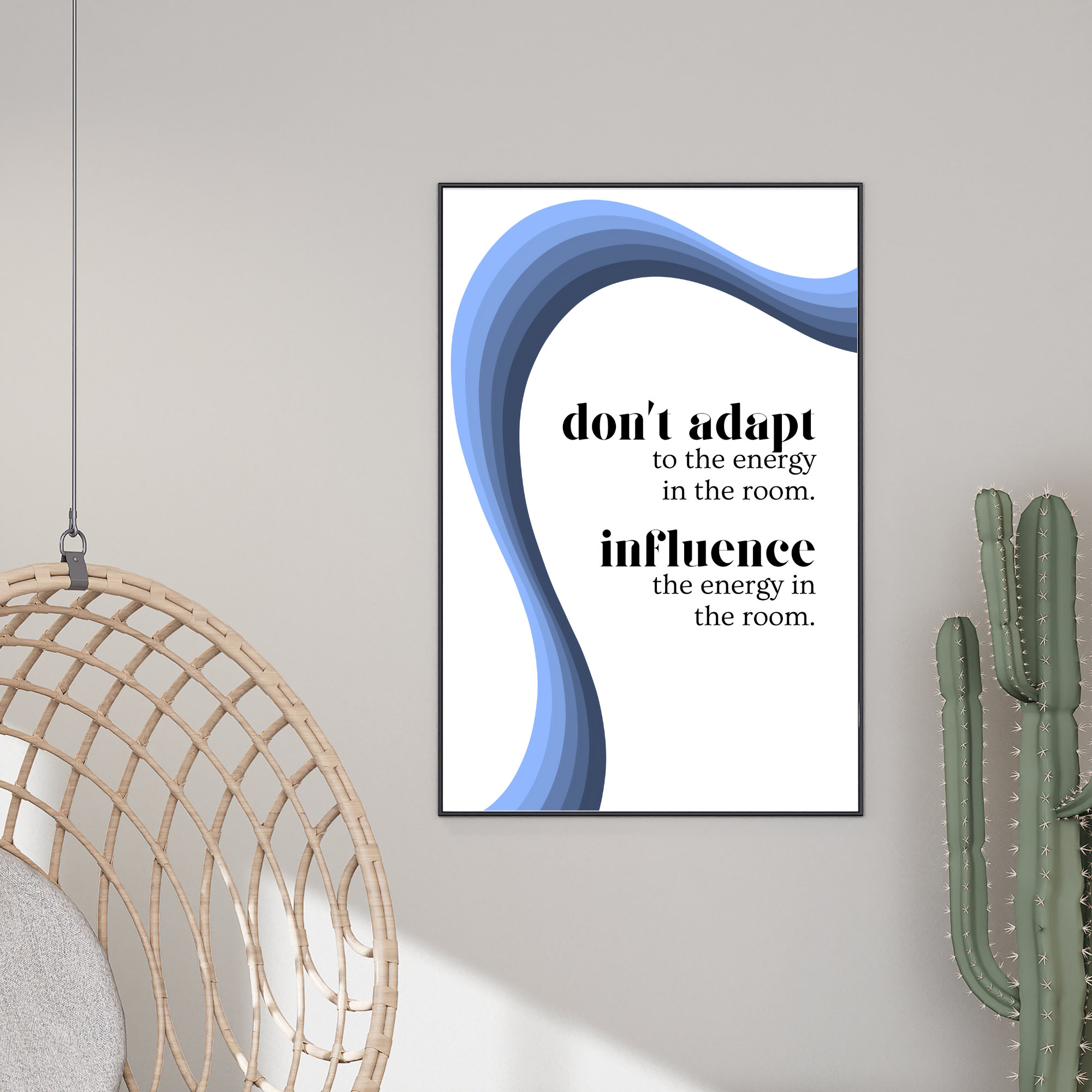 Blue Wavy Motivational Quote Printable Wall Art Digital Download - Etsy