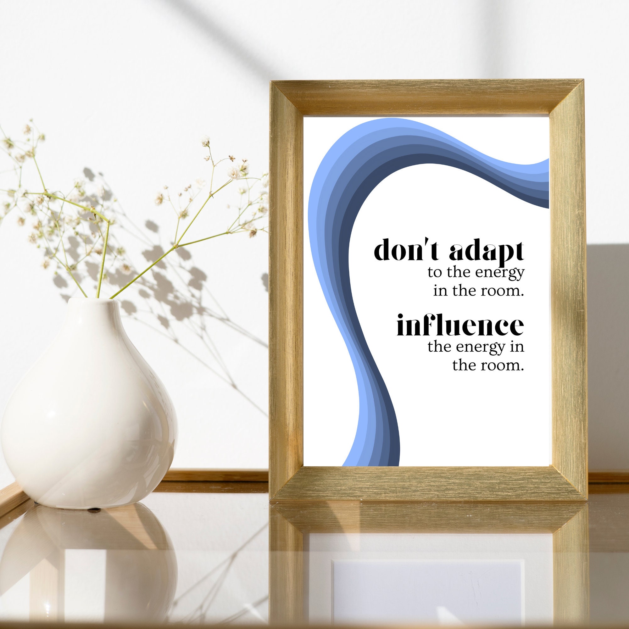 Blue Wavy Motivational Quote Printable Wall Art Digital Download - Etsy