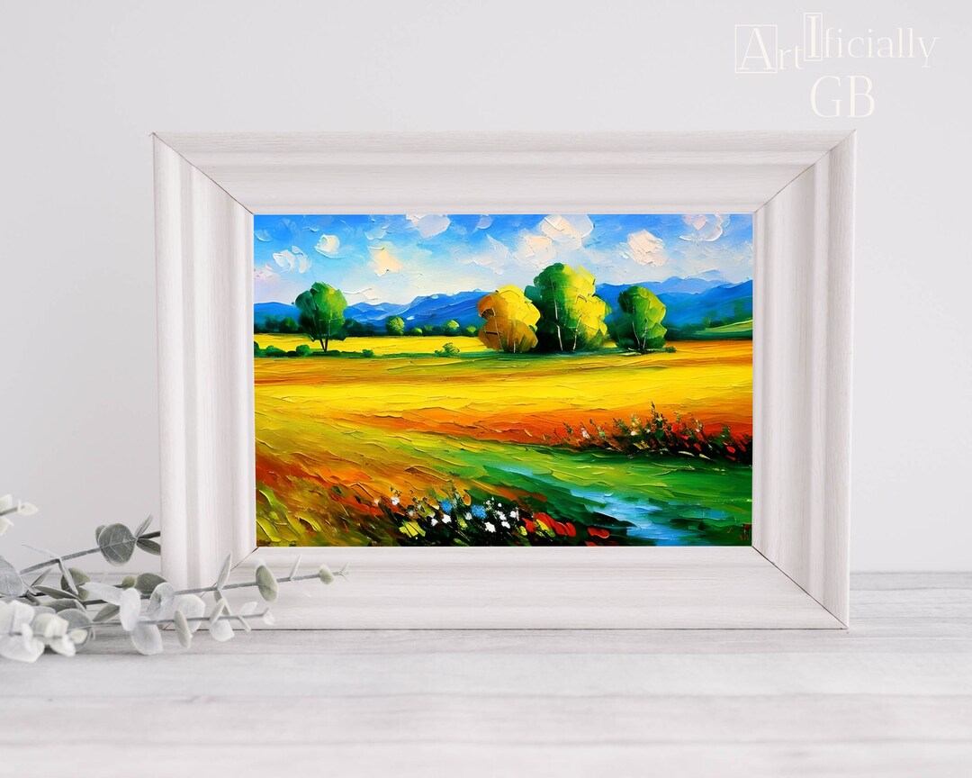 PRINTABLE Landscape Art Bright Country Landscape Digital Oil - Etsy