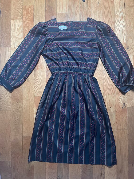 Vintage 1980s Kay Windsor Black Patterned Dress - image 3
