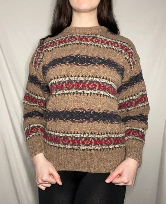 Cozy Vintage Striped Cotton Grandpa Sweater