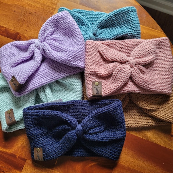 Acrylic Knit Bow Headband, Winter Ear Warmer - Etsy display picture 3