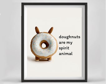 Inspiring doughnut wall art prints: kitchen decor, office. Instant digital download, high-quality files. #doughnuts #wallart #inspiration