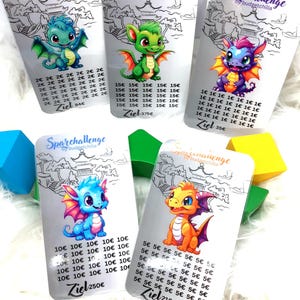 Drachen set JAHRES Challenge laminiert Sparchallenge budget binder Umschlagmethode Set Budgeting sparen Finanzen A6