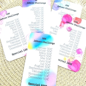 JAHRES 10 15 20 50 5 euro Challenge Sparchallenge budget binder Umschlagmethode Set Budgeting sparen Finanzen A6