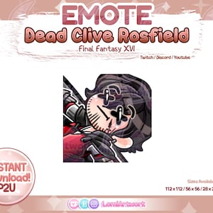 CLIVE ROSFIELD Dead Emote - Final Fantasy 16 / XVI - P2U/Ready to Use - Discord/ Twitch/ Youtube/ Kick - Instant Download - Cute Chibi Style