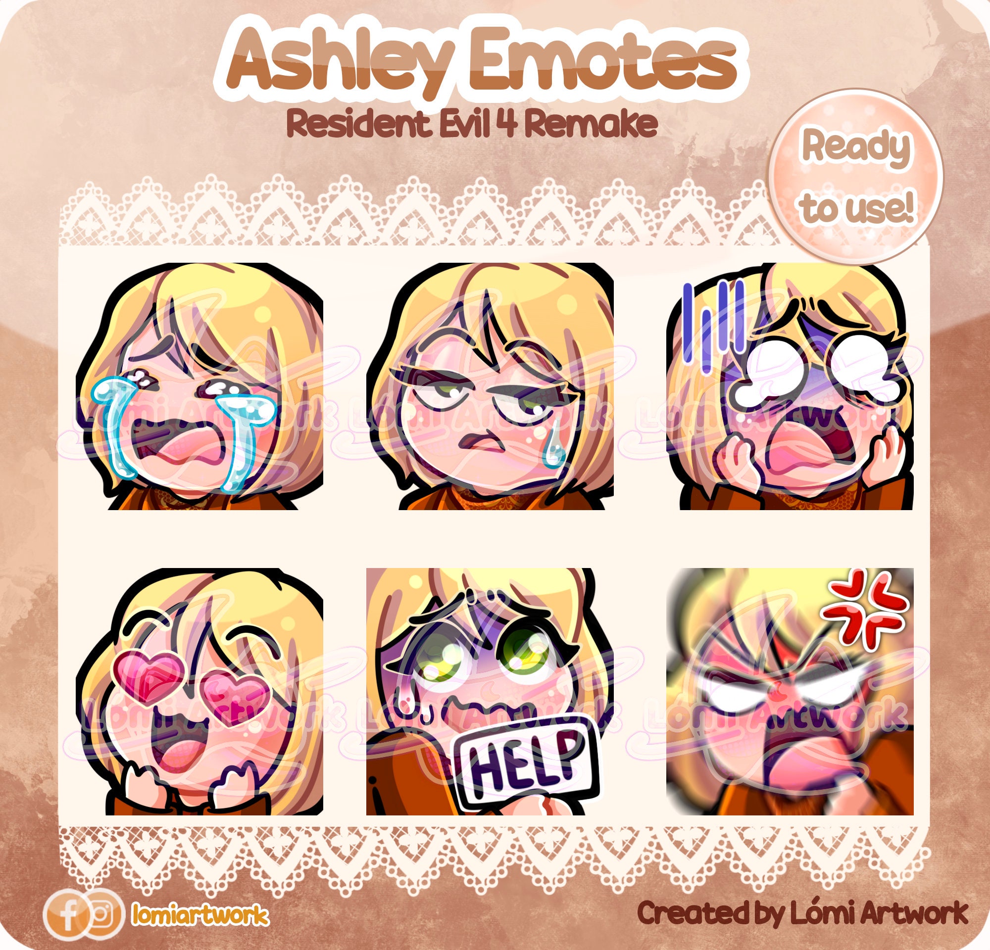 6 ASHLEY EMOTES Resident Evil 4 Remake Ready to Use -  Norway