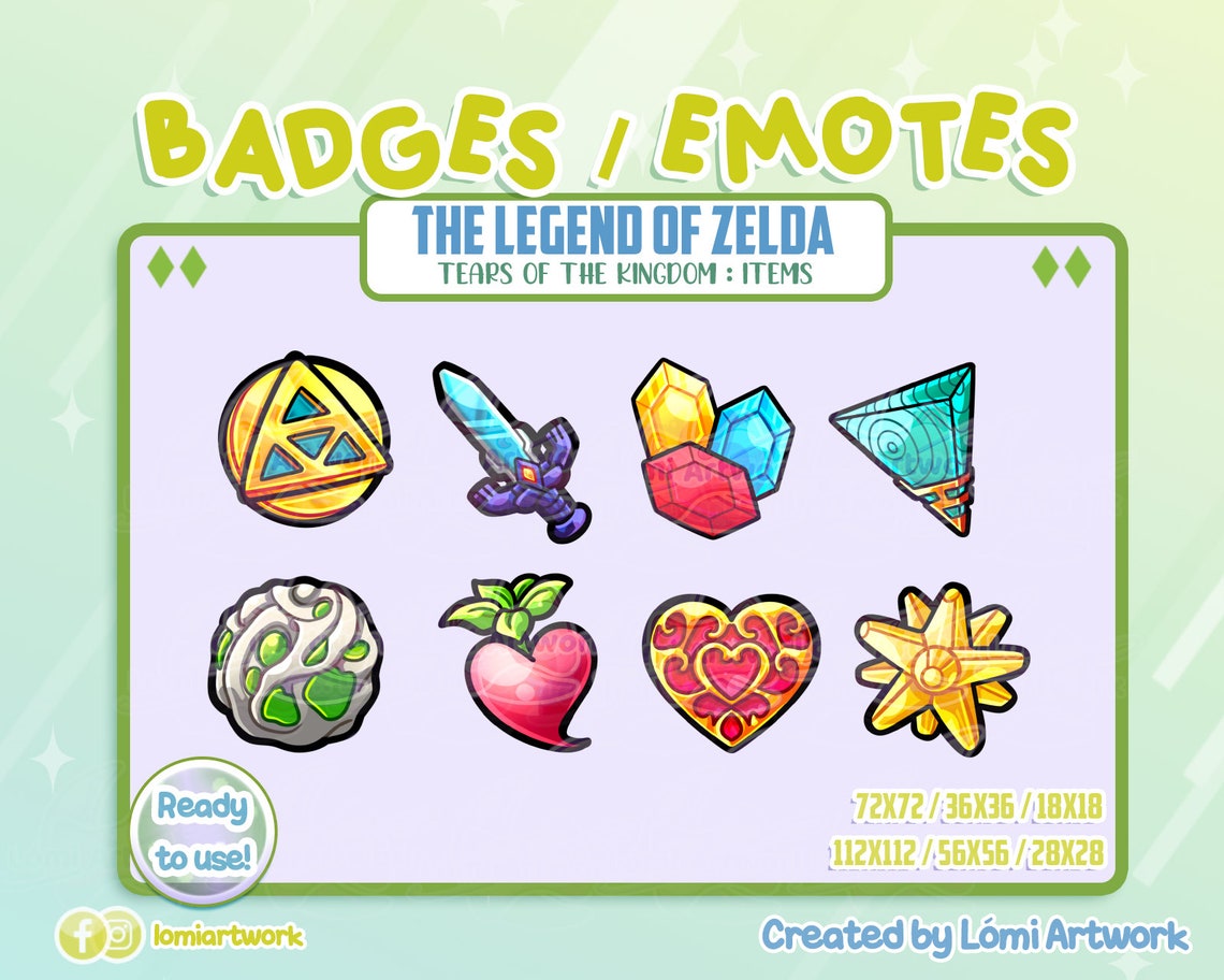 The Legend of Zelda Items Sub/bit BADGES/EMOTES for Etsy