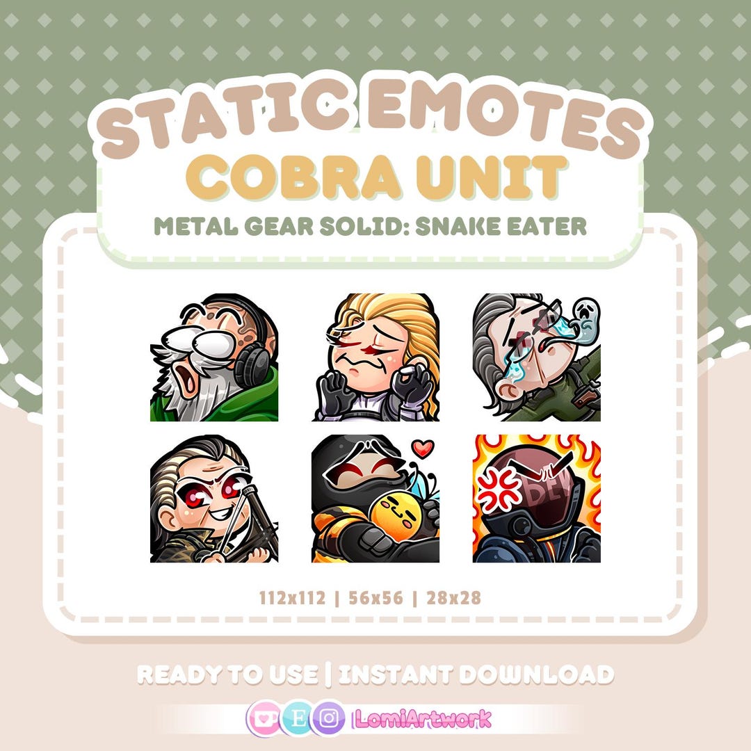 Metal Gear Solid Cobra Unit Emotes: Twitch/discord/youtube (instant ...