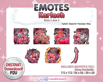 Emotes de Karlach: Baldur&#39;s Gate 3 Estilo Chibi (Download Digital)