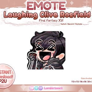 CLIVE ROSFIELD Laughing Emote - Final Fantasy 16 / XVI - P2U/Pronto para usar - Discord/Twitch/Youtube/Kick - Download instantâneo/P2U/Pronto para usar