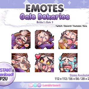 Gale Emotes: Baldur&#39;s Gate 3 Chibi Emotes for Twitch/Discord (Instant Download)