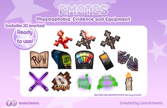 Phasmophobia Emotes: Investigation Equipment - Twitch/Discord/Kick (P2U/Instant Download)