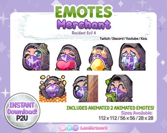 Resident Evil 4 Merchant Emotes: Chibi Twitch, Discord, Youtube (Digital Download)