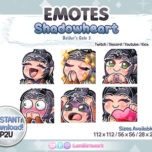 Shadowheart Emotes: Baldur&#39;s Gate 3 Chibi Emotes (Digital Download)