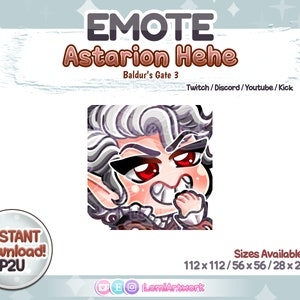 Astarion &#39;Hehe&#39; Emote: Baldur&#39;s Gate 3 Chibi Style (Instant Download)