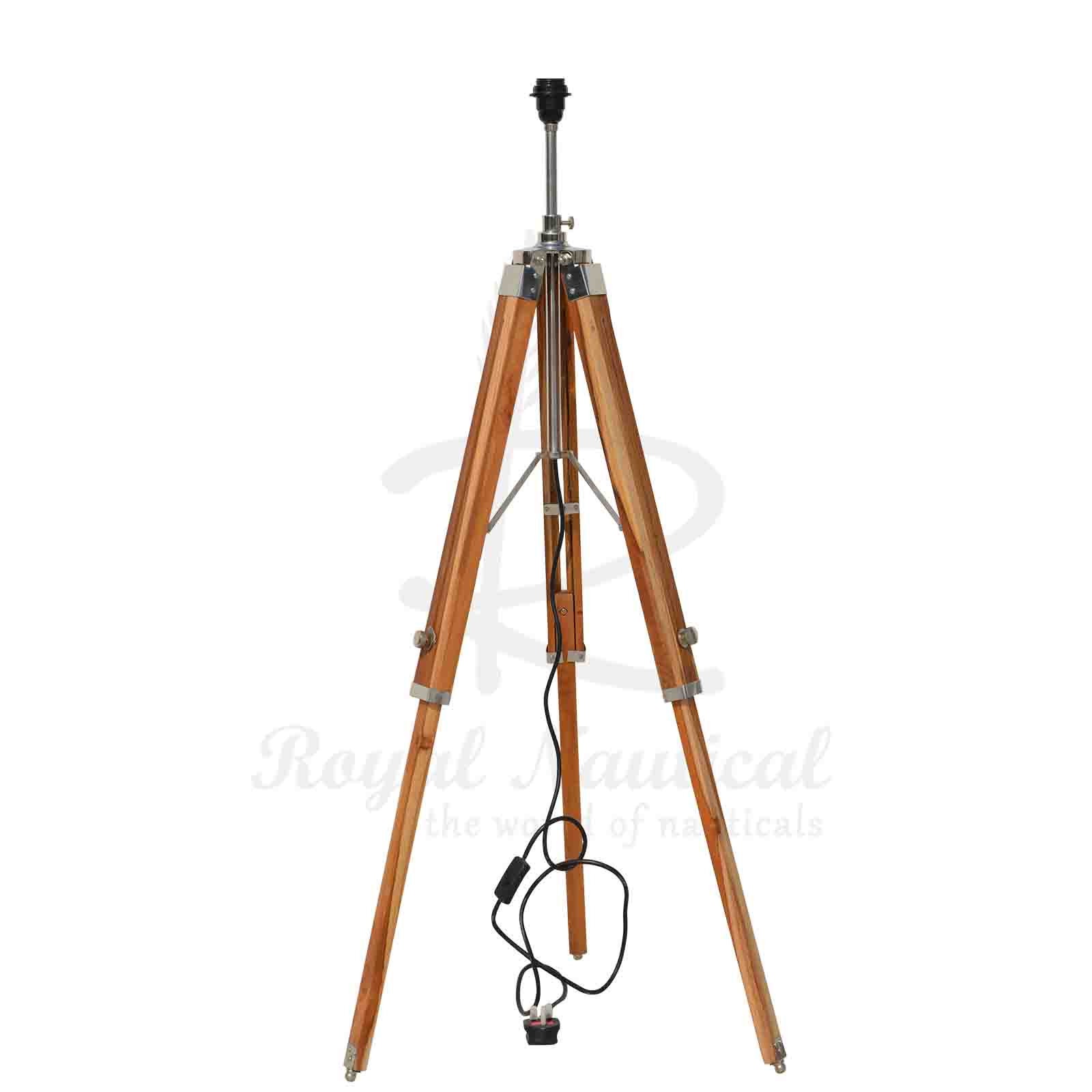 Teakwood Wooden Tripod Floor Lamp Without Shade, Bedside, Home Decor