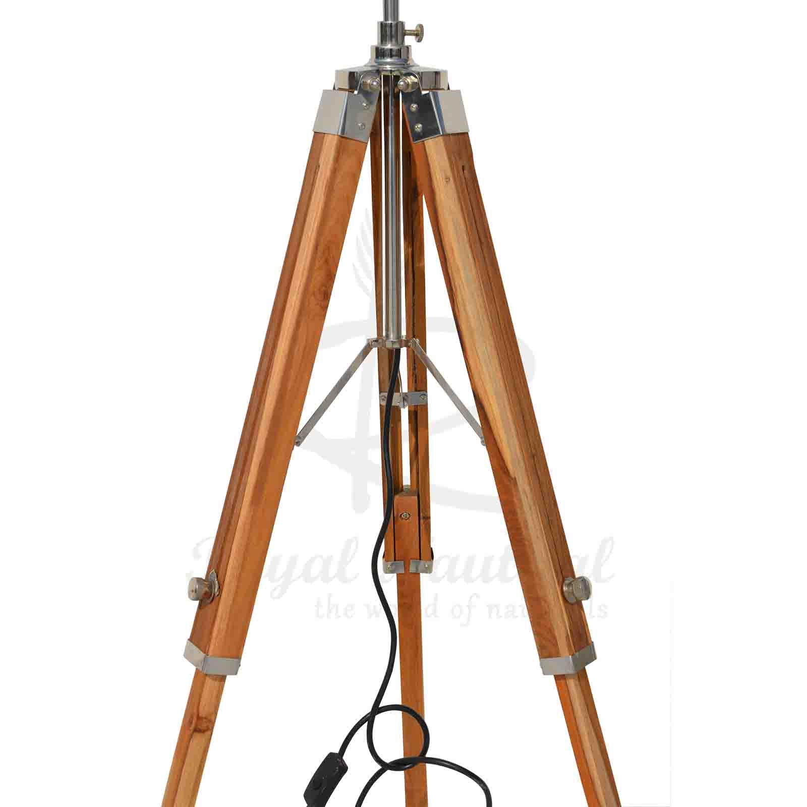Teakwood Wooden Tripod Floor Lamp Without Shade, Bedside, Home Decor