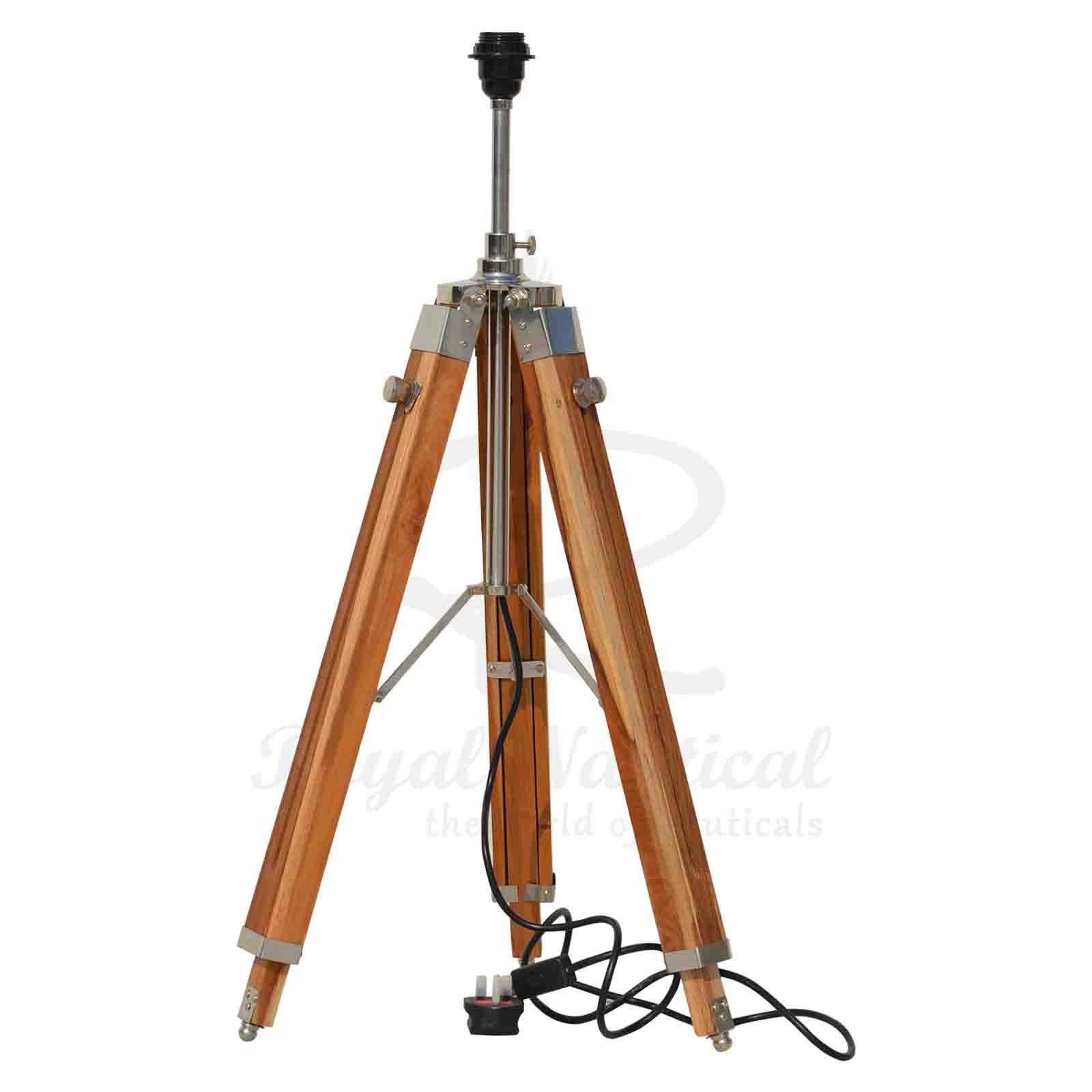 Teakwood Wooden Tripod Floor Lamp Without Shade, Bedside, Home Decor
