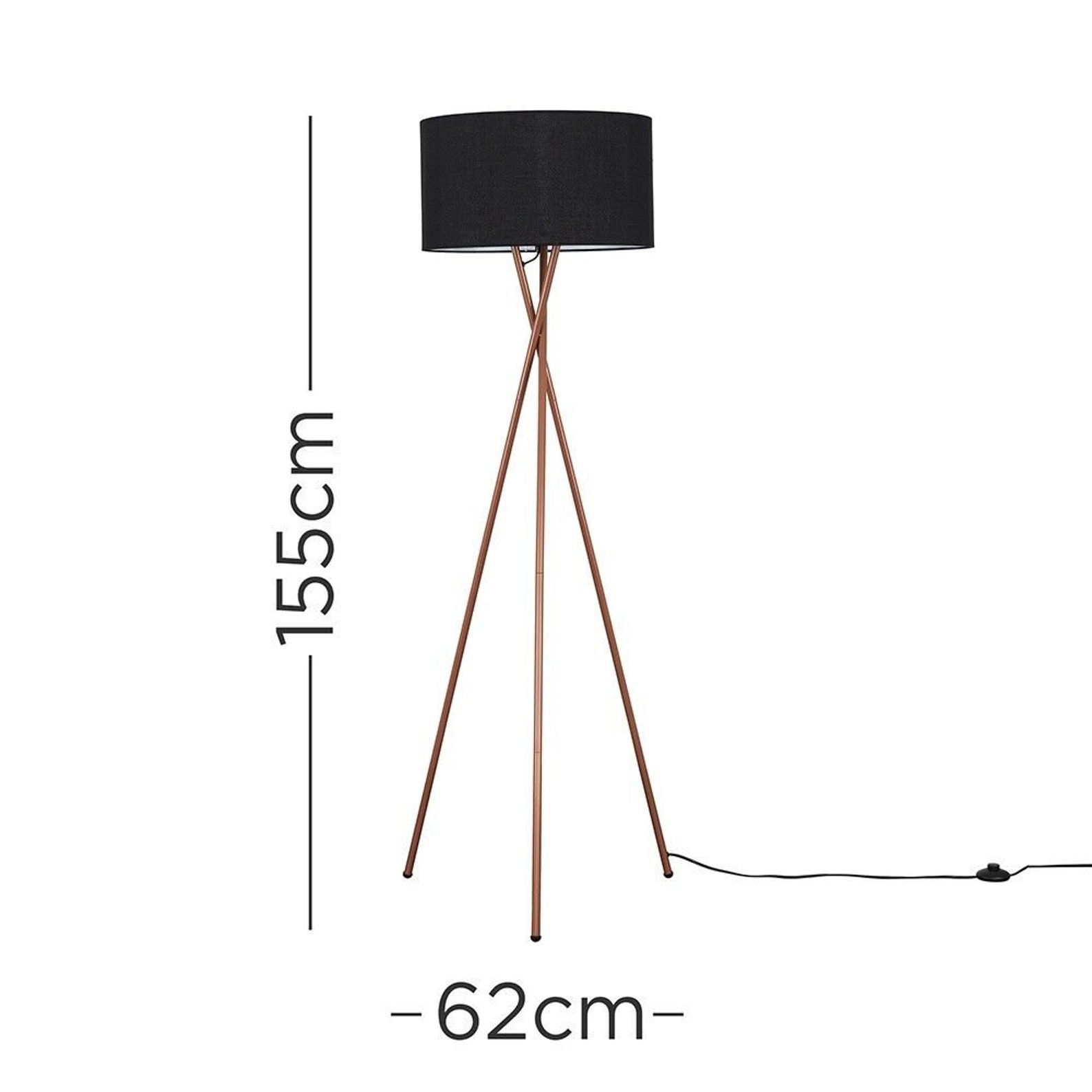 Copper Tripod Floor Lamp Standard Light Living Room Lounge Lighting