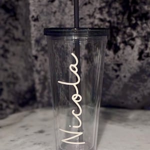 Iced Coffee Vinyl Tumbler with Straw: 650ml Drink Me! Cold Cup