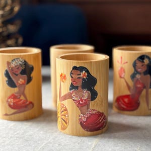 Tiki Girl Bamboo Storage Pot – Tropical Bar Organizer