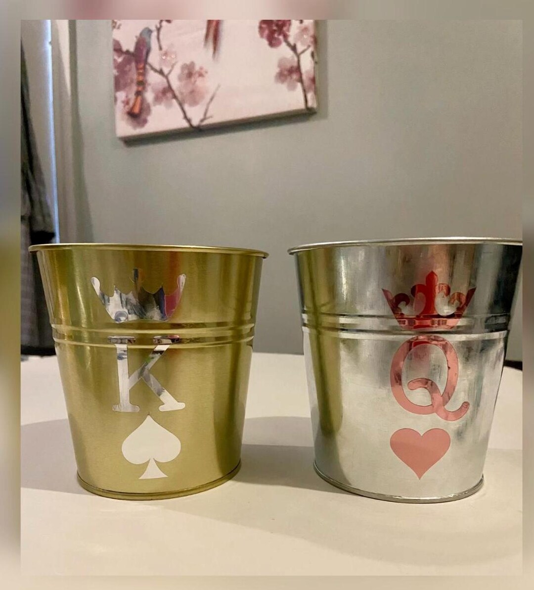 Personalized Queen Of Hearts king Of Spades Metal Plant Pot Etsy