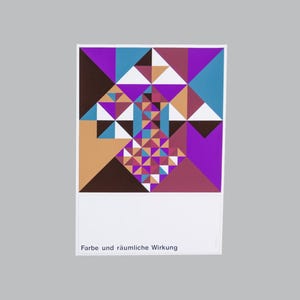 Color Theory Poster – midcentury modern screen print blue violet triangle art exhibit vienna museums