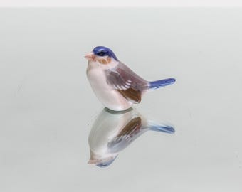 ロイヤルコペンハーゲン磁器の鳥の置物：手描きのヴィンテージスズメの