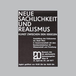 NEUE SACHLICHKEIT museum poster Vienna 1970er Jahre graphic design Kunst art museum typography