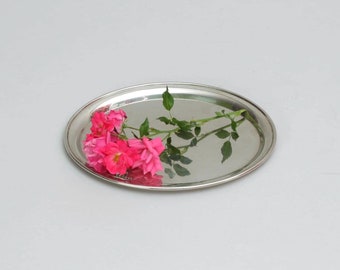 Krupp Berndorf Alpacca Tray 1950s Oval Serving Platter Nickel Silver