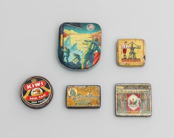 Vintage Metal Tin Collection: Unique Choice of Antique Tobacco, Candy, or Space Age Design