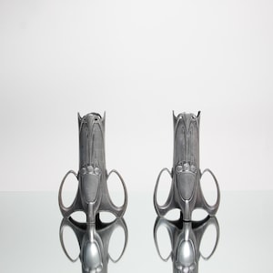 Art nouveau vase pair by WMF silver plated vases with rose motif model 245A from 1900s Britannia metal Jugendstil floral decor