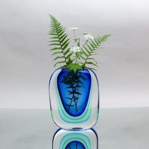 MURANO glass by Luigi Onesto – vintage Italian Sommerso vase, large mid century glassware, art made in Italy