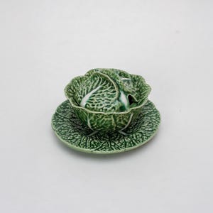 BORDALLO Pinheiro cabbage bowl – 2x small tureens by Rafael Bordalo, Portuguese ceramic art