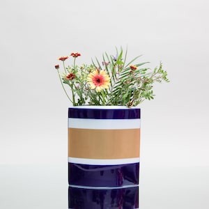 Porcelain vase Rosenthal Studio Line white blue gold large designer vase minimalist pillow form modern home decor collectible piece