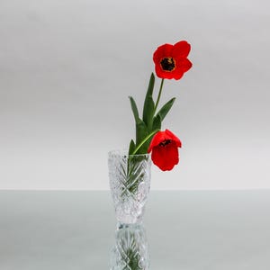 Vintage Lead Crystal Vase – small cut glass vase from mid century era, Bohemia Crystal glassware