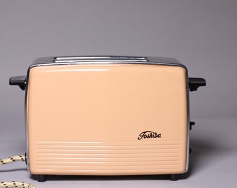 50s toaster pink, vintage toaster TOSHIBA midcentury, rockabilly kitchen, pink breakfast toaster from the 50s