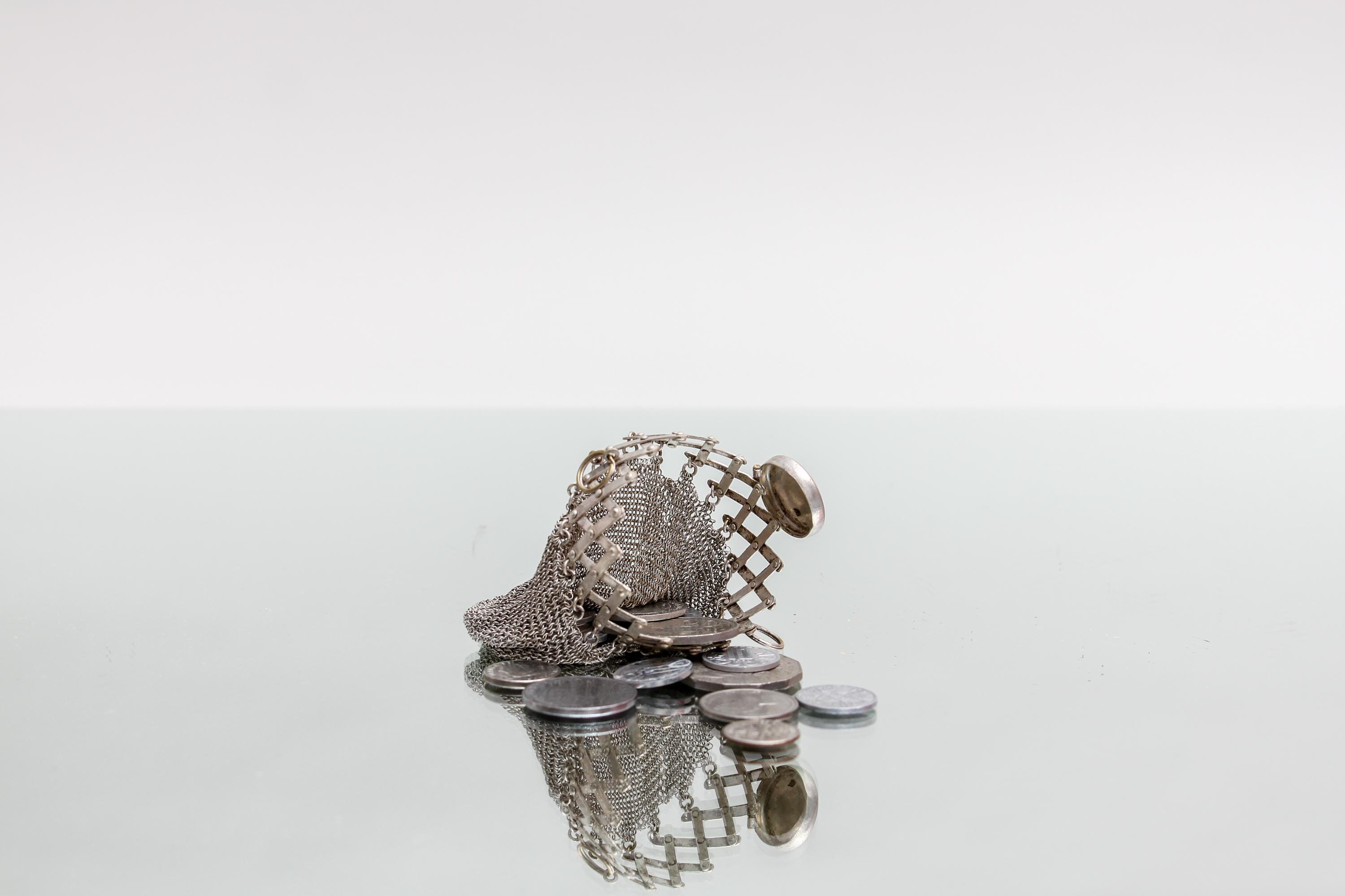 Antique chainmail purse silver, circa 1900, perfect for LARP, Dark Academia, as fashion accessory, trendy keychain