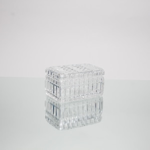 Crystal Glass Box from 50s 60s – vintage Czech cut crystal jewelry box with lid, retro boho decor