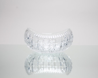 Vintage blykristallskål: Jardiniere i slipat glas från mitten av århundradet