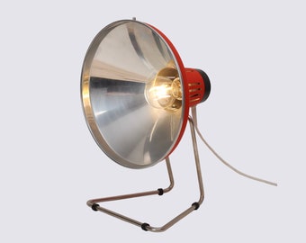 ASTRALUX warmtelamp uit de jaren 70, industriële tafellamp in oranje uit het Space Age tijdperk, vintage bureaulamp