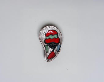 Mid Century Italian Ceramic Ring Dish: Fantoni Style Portrait