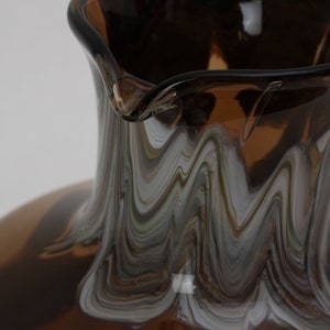 Rauchglas Krug aus den 1970er 80er Jahren, im Murano Stil, Henkelkanne aus handgefertigtem Glas