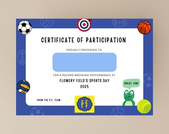 Pack of 300 - Sports Day 2025 Certificate