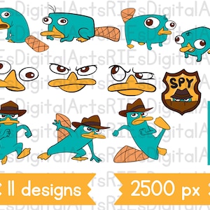 Agent P| Perry het vogelbekdier | Phineas en Ferb | svg png jpg ai eps pdf | Cricut | Clipart-stickerontwerp 2500px High Def