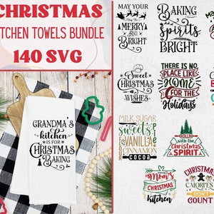 Pacchetto Svg di asciugamani da cucina di Natale, canovaccio di Natale, Natale in formato SVG, cucina in formato SVG, cottura in formato SVG, presina in formato SVG, Natale in formato SVG, grembiule in formato SVG