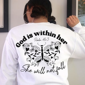 She Will Not Fall Psalm 46:5 PNG SVG,Christian svg png,jesus svg,religious svg,bible verse shirt,christian sweatshirt,christian shirt,bible
