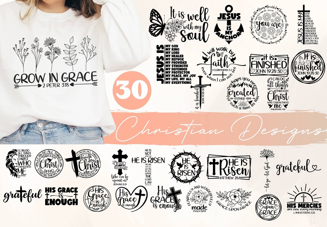 30 Christian Designs PNG Svg,christian Sweatshirt,christian Shirt,bible ...