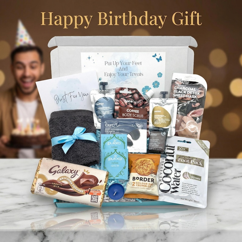 Mens Pamper Gift Box Birthday Box for Men Self Care Package for Him Fathers Day Pick Me Up Thinking of You Personalised Letterbox Gift image 2